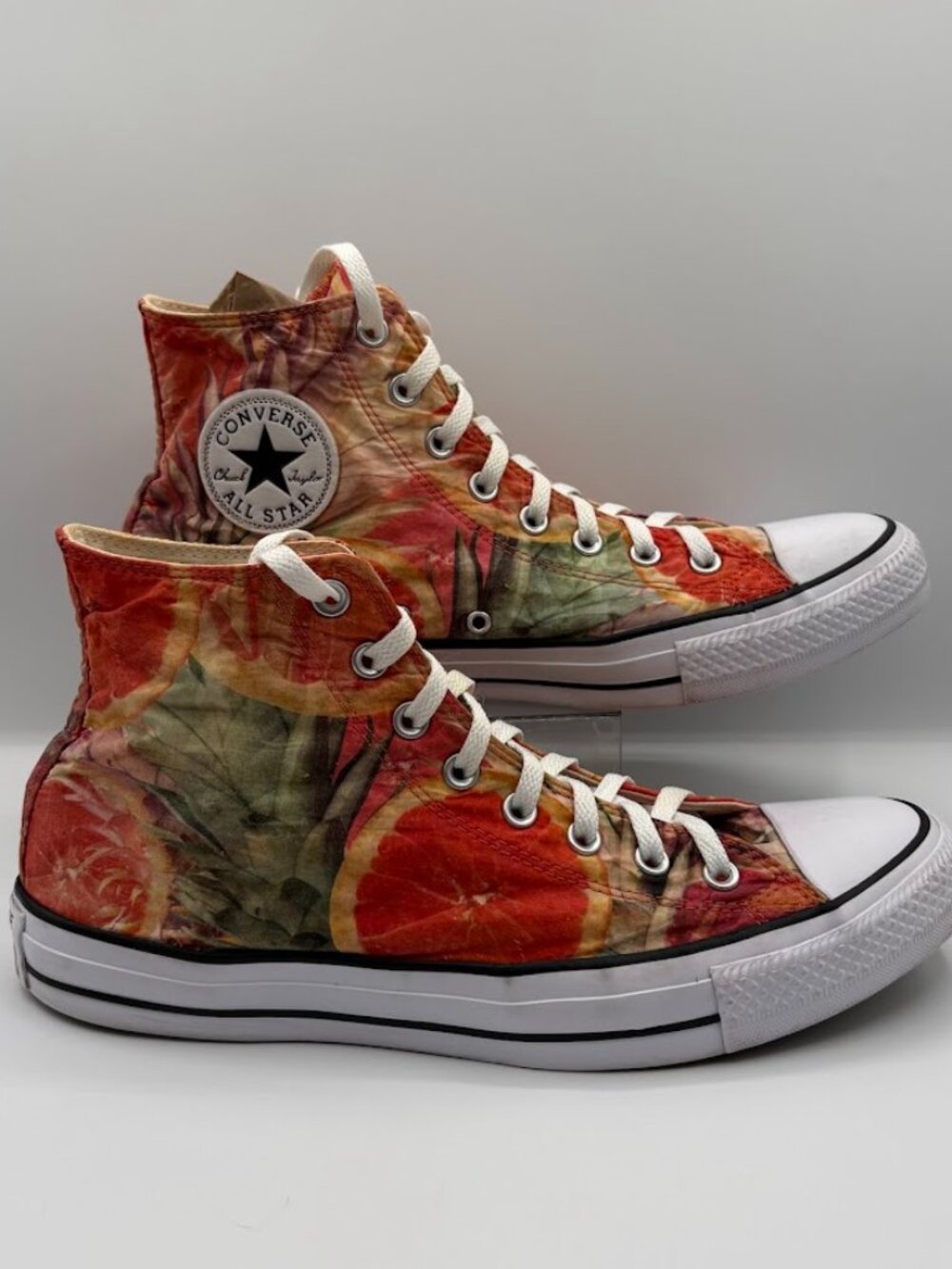 Converse Chuck Taylor Men's 11 Orange Grapefruit Fruit Slices High Top Shoe - Picture 3 of 11
